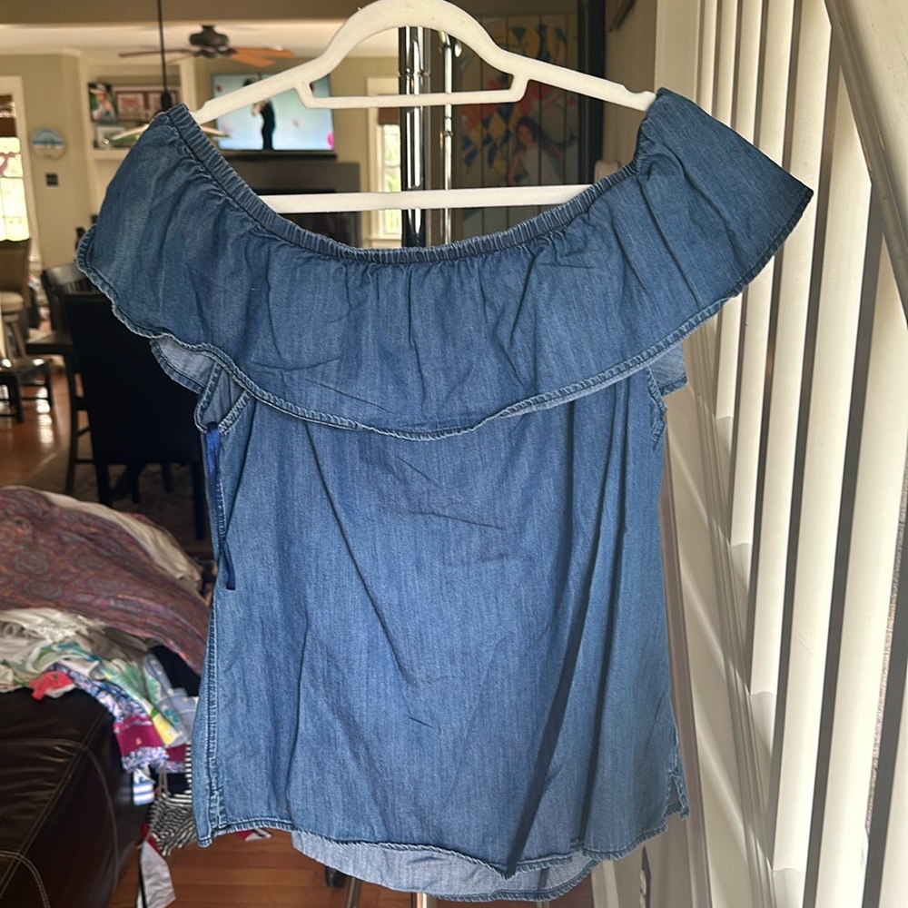 Denim Off Shoulder Shirt